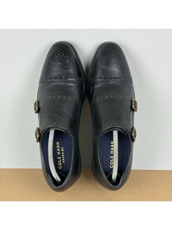 Cole Haan Jefferson Grand Double Monk Strap Shoes Mens 10 Black Leather Cap Toe main image 8